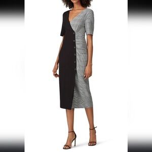 Fame and Partners Black and Houndstooth Plaid Midi Dress